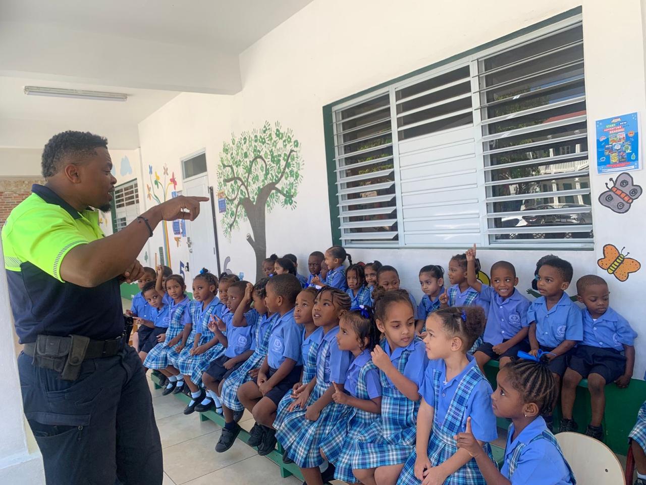 PSA officers with students in a classroom