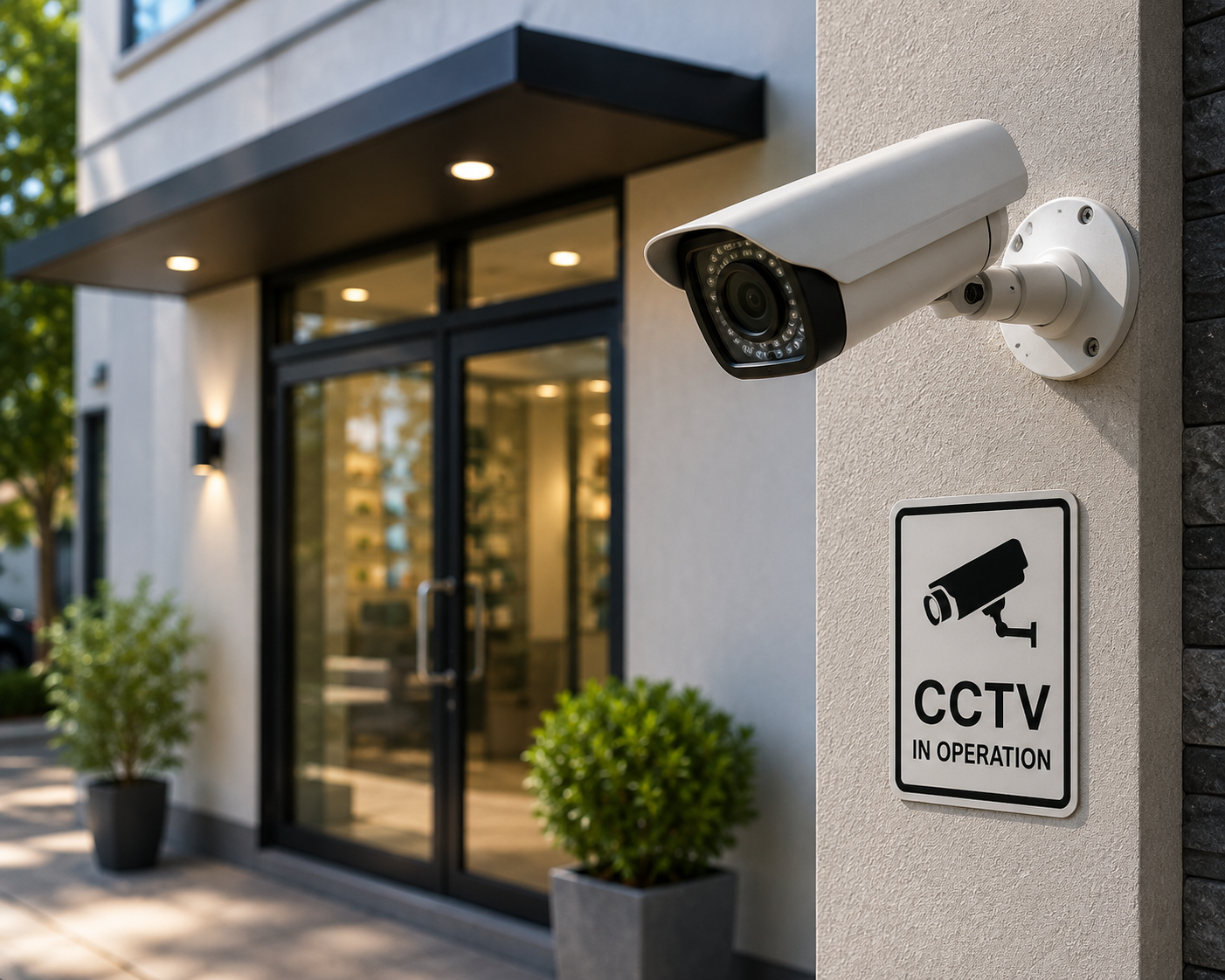 A CCTV camera installed on a home or business